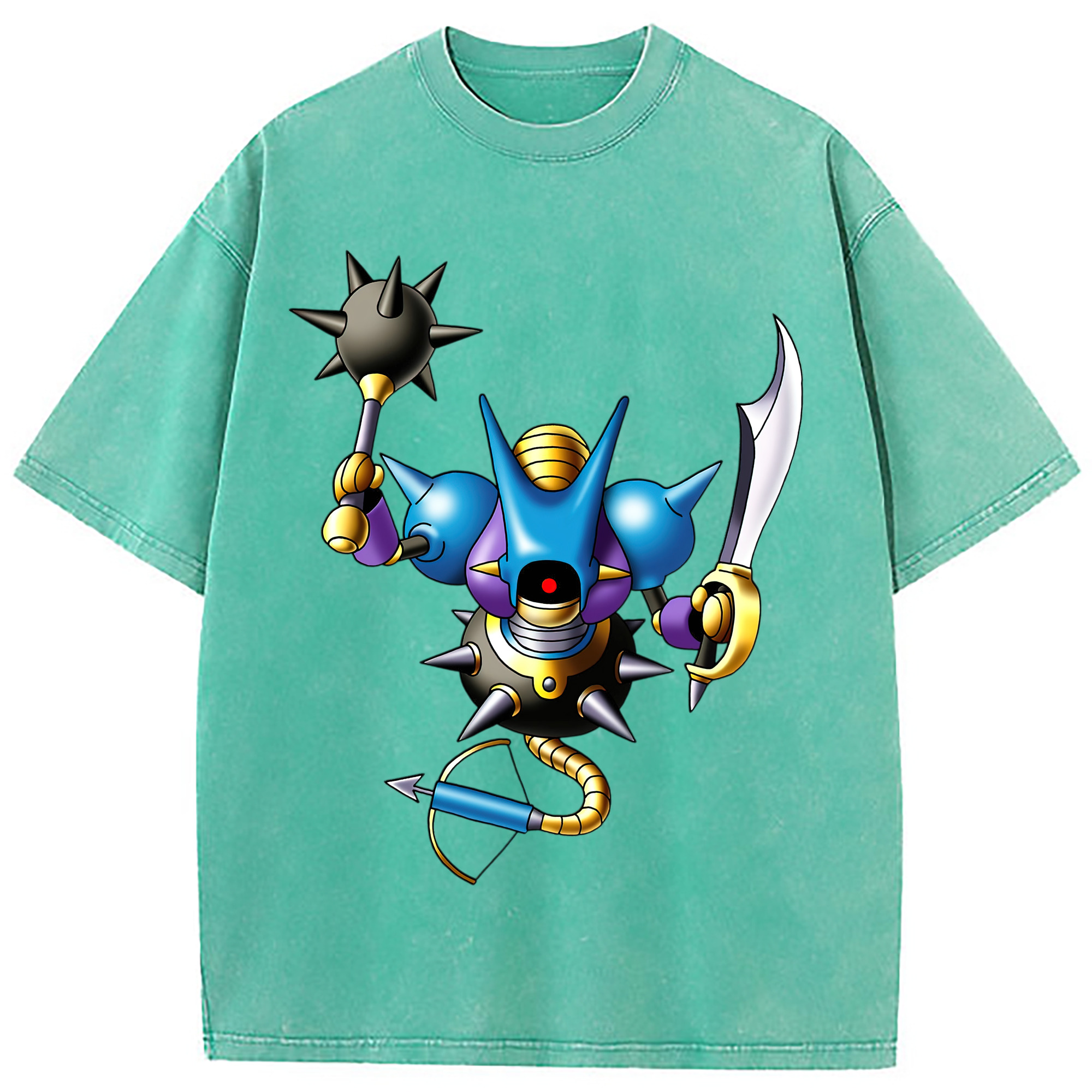 （画像用） ドラゴンクエスト Doragon Kuesuto Dragon Quest 綿100% ヴィンテージ風 半袖Tシャツ（フロントプリント）